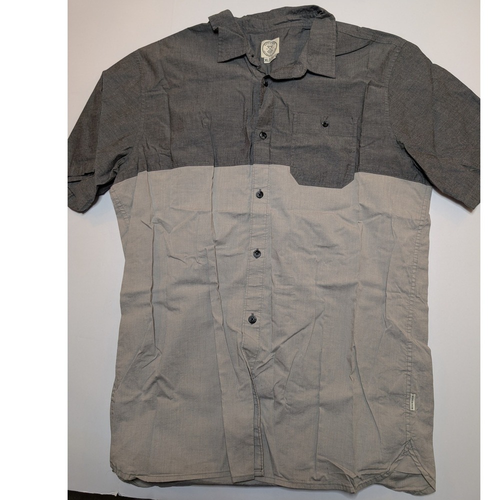 Voyager Mens Grey Colorblock Short Sleeve Button Down‎ Shirt XL Casual Outdoor